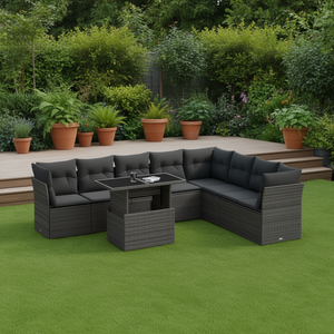 Set Divano da Giardino in Rattan Grigio Scuro 6 Posti Resistente alle Intemperie Arredamento da Esterno Design Contemporaneo - Product Image 2