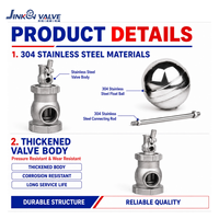 Vanne flottante hydraulique en acier inoxydable 304 pour réservoir d'eau, contrôle automatique du niveau d'eau, filetage femelle DN40-DN100, vanne OEM personnalisée