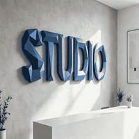 Logo mural 3D personnalisé à faible polyvalence, lettres facettées, directement de l'usine, pour la décoration de cafés, boulangeries et magasins de détail