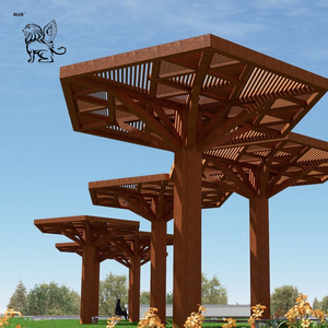 Statue de plante en métal pour décoration extérieure de rue BLVE, sculpture d'arbre en acier inoxydable poli doré - Product Image 6