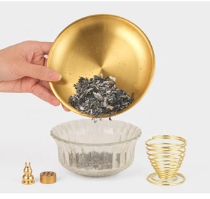 Porte-encens en laiton massif avec plateau de 5,5 pouces, récupérateur de cendres en laiton pour bâtonnets/encens en spirale/cônes, pour le yoga, la <span class=keywords><strong>d</strong></span>écoration de la maison - Product Image 6