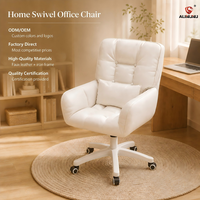 Chaise de bureau en similicuir ALINUNU, directement de l'usine, pour bureau à domicile, avec structure en fer, dossier moyen et coussin lombaire