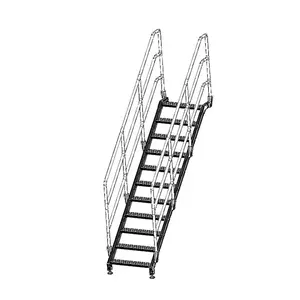 Manufacture Custom Aluminum Stairs Staircase With 3 Steps Movable Aluminum Ladder 8 Steps Factory Work Platform