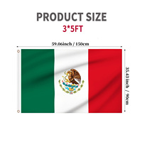 Drapeau du Mexique en polyester 3x5 pieds avec 2 œillets en laiton, couleurs vives, drapeau extérieur durable pour les matchs de football, la décoration d'événements