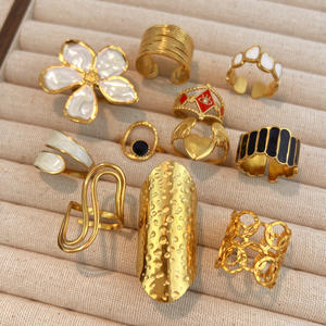 Bague ouverte en acier inoxydable coloré, fabrication OEM, vente en gros de bijoux, luxe, sensation haut de gamme, plaqué or 18 carats, unisexe - Product Image 2