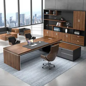 Office Furniture Price boss luxury L shape manager mdf panel Office Desk Wooden Office Desk with bookcase