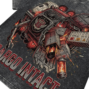 T-shirt décontracté à manches courtes et col rond pour homme, coupe oversize, teinture acid wash, imprimé motif, 100% coton respirant, tricoté 230g - Product Image 4