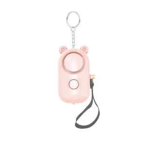 130 DB Portable Woman Emergency Self Defense With Led Flashing Light Lovely Bear- shaped Keychain Personal Alarm