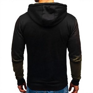 Sudadera con Capucha y Cremallera para Hombre, Tie-Dye Degradado Rojo y Negro, Corte Regular, Informal, Tejido de Poliéster, para Otoño - Product Image 4