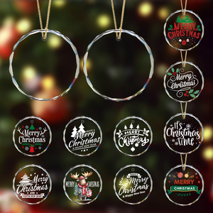 Ornamento personalizzato personalizzato di decorazione di natale chiaro all'ingrosso incisione Laser 3D Logo ovale forma rotonda ornamenti di vetro - Product Image 4