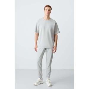 Ensemble de survêtement basique pour homme en coton texturé épais et doux, coupe oversize - 85261 - Stone/rock - Product Image 1