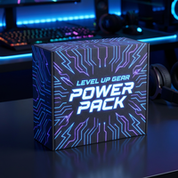 Kotak Power Bank Kustom |   Seni Garis Neon Biru di Latar Belakang Gelap untuk Gaming & Esports |   Kotak Kaku Berbentuk Unik