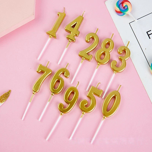 Bougies numériques dorées de haute qualité 0 à 9, bougies d'anniversaire créatives sans fumée, boîte en PVC, cire de <span class=keywords><strong>paraffine</strong></span>, chiffres pour les fêtes d'enfants et d'adultes - Product Image 1