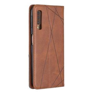 Nobile Plaid Cuoio DELL'UNITÀ di elaborazione + TPU Cassa Del Raccoglitore con Slot Per Schede e Stand per Samsung <span class=keywords><strong>Galaxy</strong></span> <span class=keywords><strong>A7</strong></span> 2018 A750 - Product Image 3