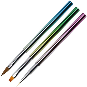 Pinceau à ongles en nylon avec manche en acrylique électroplaqué coloré, pour la sculpture de cristaux et le traçage de lignes pour la peinture au gel - Product Image 5