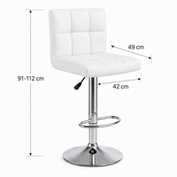 Tabouret de bar pivotant blanc minimaliste, réglable en hauteur avec vérin à gaz, pour café, bar, salon, réception
