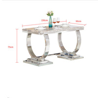 Ensemble de table à manger de luxe moderne en acier inoxydable doré titane avec plateau en marbre de 2 cm d'épaisseur, décoration élégante pour la maison et les restaurants
