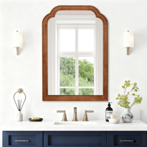 Solid Wood <b>Frame</b> Rounded Corner Decorative Mirror 20x30 Inches For Bedroom Bathroom Living Room Entryway - Product Image 3