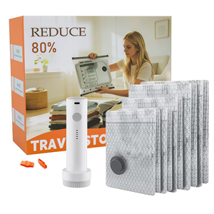 Sacchetti Sottovuoto G <span class=keywords><strong>per</strong></span> Viaggi con Pompa ad Aria Ricaricabile, 1 Confezione di Sacchi a Compressione Formato Bagaglio a Mano <span class=keywords><strong>per</strong></span> <span class=keywords><strong>Valigie</strong></span> e Bagagli - Product Image 1
