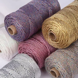 <span class=keywords><strong>Cuerda</strong></span> de Macramé con Núcleo Metálico de 3mm, Cordón Decorativo Dorado y Plateado, Hilo para Tejer, Manualidades, Crochet, <span class=keywords><strong>Cuerda</strong></span> Trenzada, Venta al Por Mayor - Product Image 2