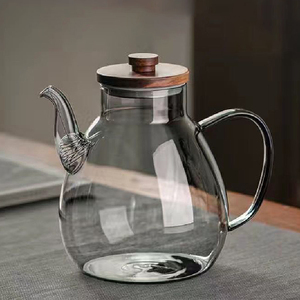 Chaleira de Vidro com Tampa de Madeira, Capacidade Grande de 2000ml, Resistente ao Calor, Ideal para Reuniões - Product Image 1