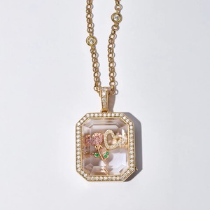 Boîte photo transparente fine ouvrable DIY pour pendentif collier en résine creuse sculptée plaqué or 18 carats tendance pour femme romantique mariage - Product Image 1