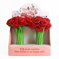Bolígrafo de Gel O&Q de 0.5mm con Diseño de Rosa Roja para el Día de San Valentín, Tinta Azul, Regalo Promocional de Lujo para Chicas, Empaque Personalizable de Goma