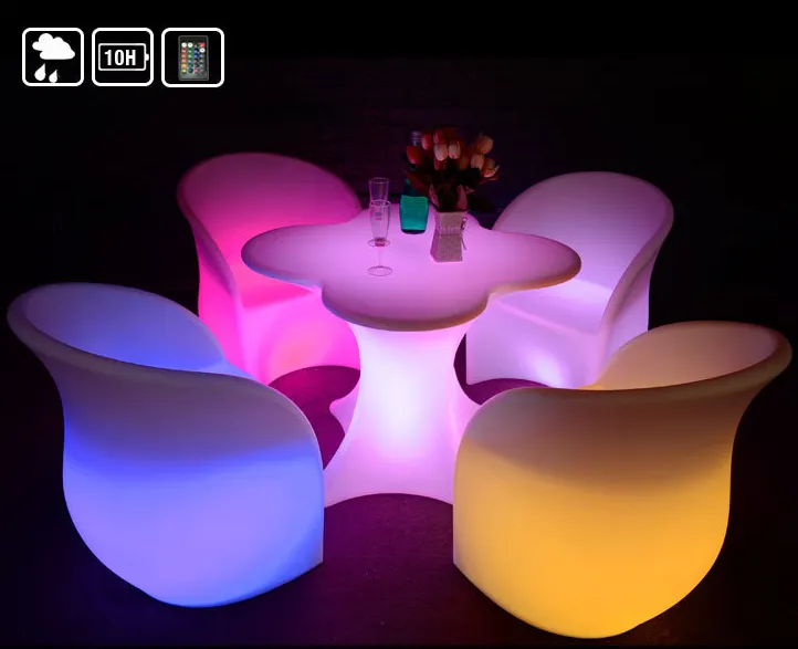 Yeni 16 renk değişimi led ışık masa ve sandalye küp parti mobilya şarj edilebilir led mobilya