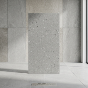 Azulejos de Porcelana Cerámica Pulida y Esmaltada Gris Esmeralda de 800x1600mm, Efecto Piedra Gris para Paredes y Pisos - Product Image 3