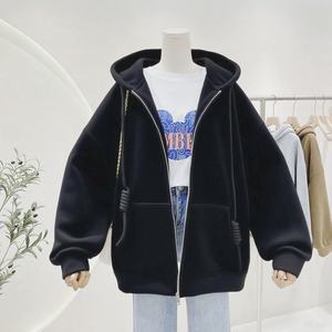 2025 Unisex Oversized Zip-<b>Up</b> Hoodie with Knotted Drawstrings - Brushed Fleece, Cozy Core Minimalist | Customizable - Product Image 5