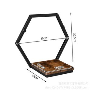 Hexagon <b>Wall</b> <b>Shelf</b> With Wooden Tray For Plant And Candle Display Geometric Decorative Storage Rack <b>Wall</b> <b>Mounted</b> Type - Product Image 4