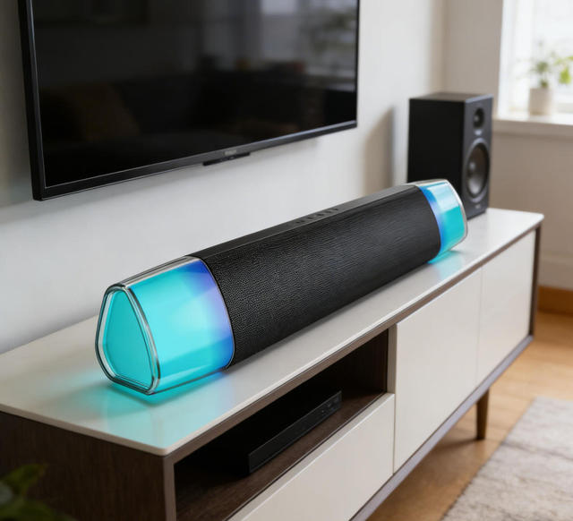DHE6010 RGB Soundbar Blue Tooth 5.0 Speaker 360 Surround Sound USB 2.0 Wired 3.5mm Aux Laptop Desktop Gaming Home Theater Audio