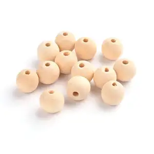 200Pcs 10mm Natural Unfinished Wood Round Beads Original Color Wood Slices Ball Spacer Loose Beads for DIY Craft Jewelry Making
