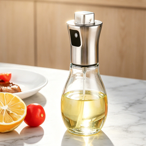 Pulvérisateur d'huile en verre en forme de poire de 200 ml avec buse anti-déversement, design élégant pour friteuse à air et préparation culinaire à faible teneur en huile - Product Image 1