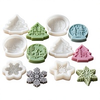 Nouveau moule en silicone flocon de neige de Noël pour bougie parfumée, diffuseur d'arômes DIY, décoration en plâtre, gâteau cylindrique, compatible four - Vente transfrontalière