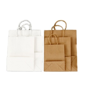 Restaurant Catering Food Take Out Takeaway to Go Packaging Custom Printed Your Own Logo Kraft <b>Brown</b> Paper Bag with Handles - Product Image 3