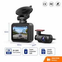 Caméra embarquée double 2K QHD avant + 1080P arrière, écran tactile capacitif IPS 2 pouces, DVR, prise en charge 256 Go, capteur G, personnalisation OEM