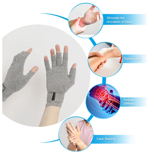 قفازات قطنية تعمل باللمس بدون أصابع قفازات ضغط لعلاج التهاب المفاصل مع حزام - Product Image 5