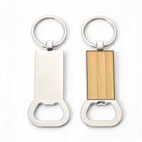 Porte-clés décapsuleur en bois de bambou naturel vierge pour sublimation, ouvre-bouteille publicitaire