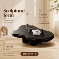 Table basse en bois moderne et irrégulière - Meuble de salon durable et mobile
