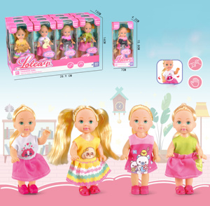 Toptan 4.5 inç küçük Mini katı vücut bebek ucuz moda 12cm bebek Pet köpek ile kız oyuncaklar için Set - Product Image 3