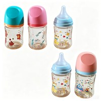 Biberon anti-colique 180 ml pour nouveau-né et bébé d'un an, avec tétine imitation sein et paille intégrée