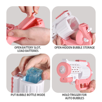 Pistola de Burbujas Eléctrica HTL al por Mayor para Niños, Máquina de Burbujas de Doble Cañón con Luces LED, Funciona con Pilas, Juego de Verano al Aire Libre