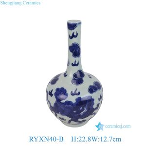 Florero pequeño pintado a mano de Jingdezhen, diseño decorativo para el hogar, paisaje de Fénix, guerreros, Bogu, azul y blanco - Product Image 3