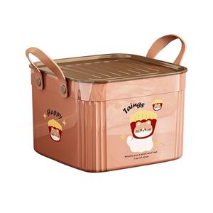 Cartoon <b>Storage</b> <b>Box</b> With Lid Large Capacity Plastic Organizer For Toys Snacks Sundries Rectangular Sealed Container - Product Image 5