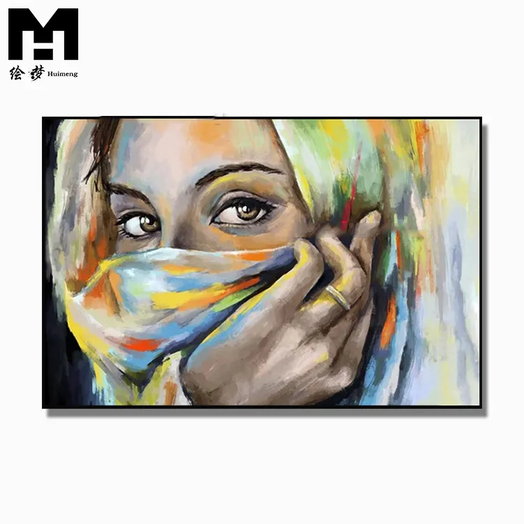 Pintura abstrata pintada à óleo feminina, atacado de alta qualidade 100% handpintada abstrata rosto africano imagem feita à mão bonita mulher pintura a óleo abstrato