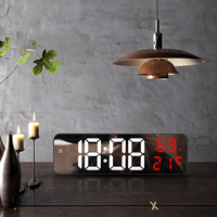 Reloj de Pared Digital LED de Pantalla Grande, Calendarios Electrónicos, Modo Nocturno Colorido, Pantalla de Temperatura y Humedad, Reloj de Mesa con Temporizador