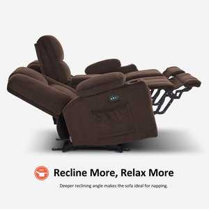 Canapé inclinable électrique avec chaleur et massage, ports USB, porte-gobelets, canapé inclinable double 3 places - Product Image 5