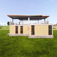 Villa conteneur préfabriquée en acier à assemblage facile, type kit, pour extérieur, modulaire, 3 chambres avec 2 salles de bain, maison conteneur, chambre d'hôtes