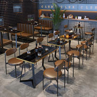 Café-restaurant Pub Bar Booth Canapé Sièges Ensemble de meubles Design moderne Prix pas cher Restaurant Métal Fer Ensemble de salle à manger Tables à manger